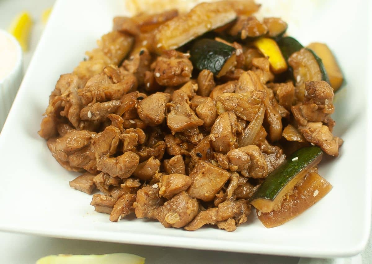 Air Fryer Hibachi Chicken on a plate