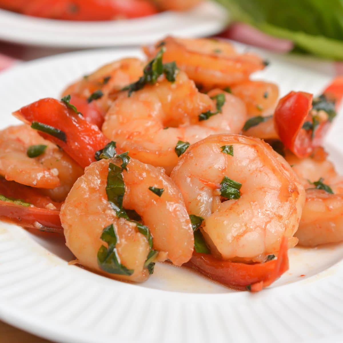 Shrimp Thai Basil on plate