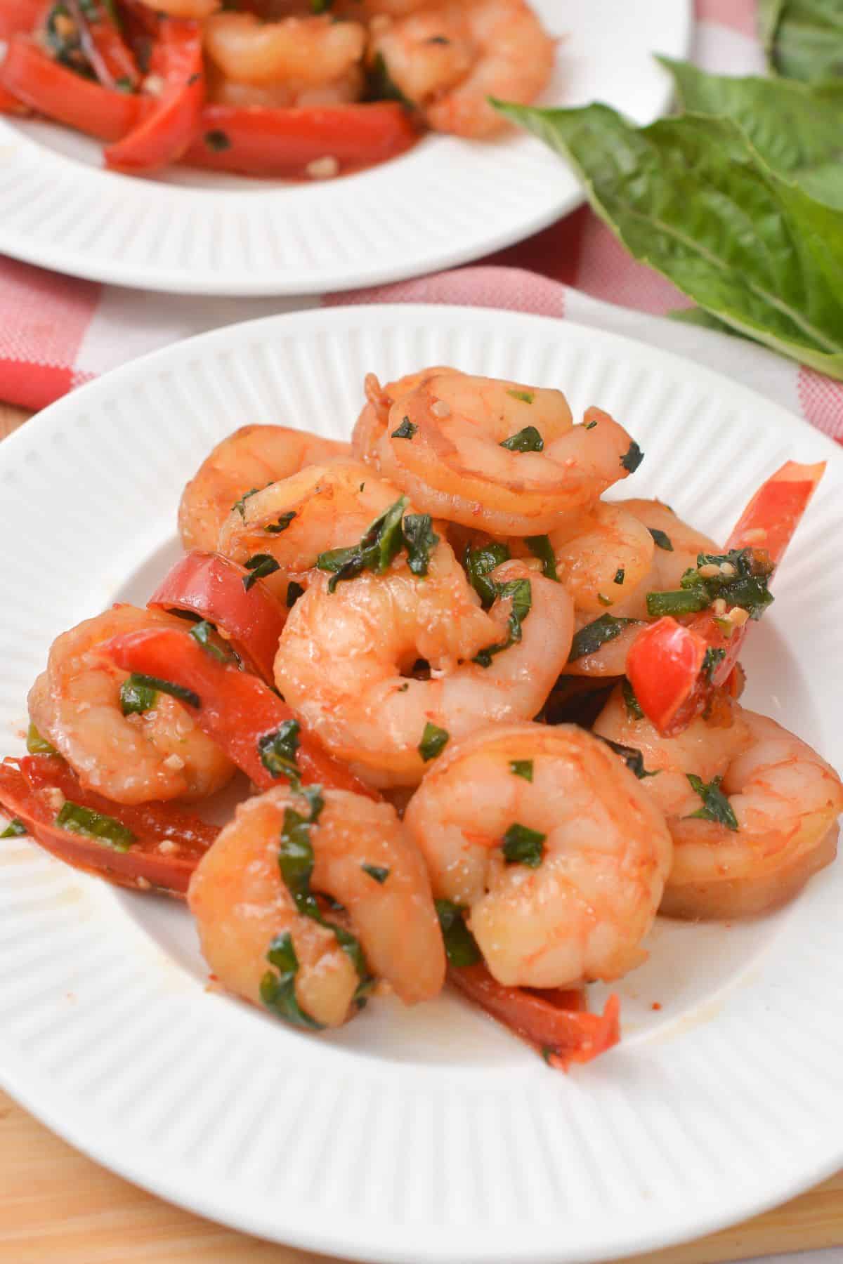 Shrimp Thai Basil on plate