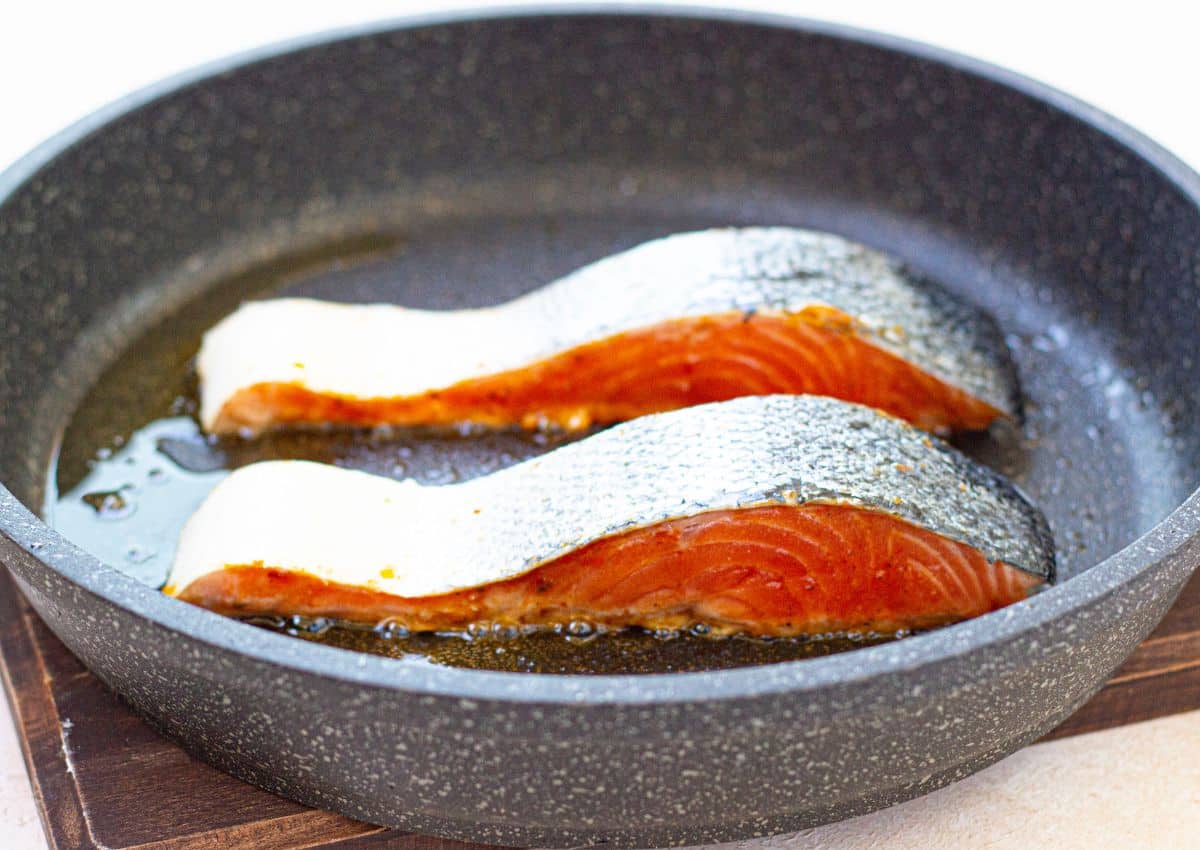 Salmon in skillet