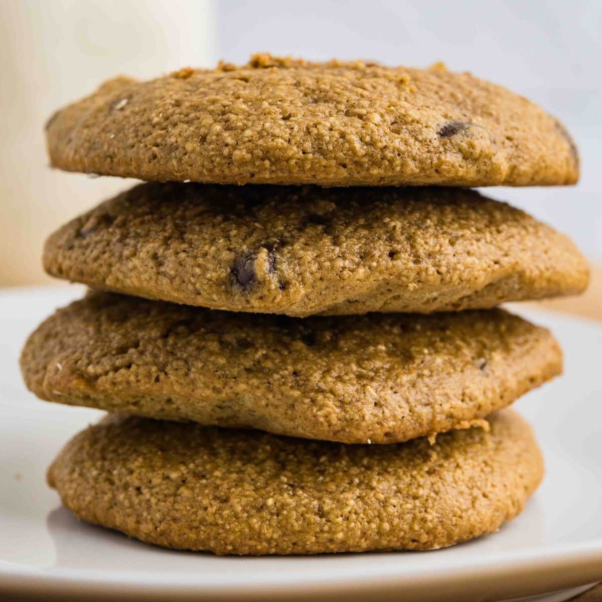 oat flour cookie on plate stacked