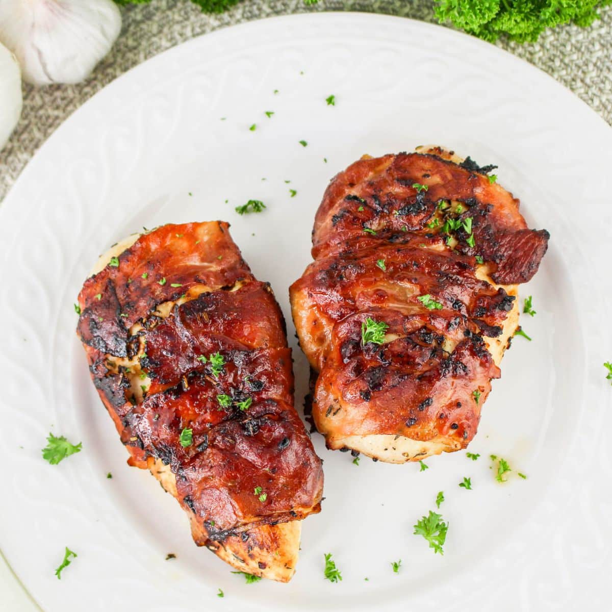 Prosciutto-Wrapped Chicken on plate