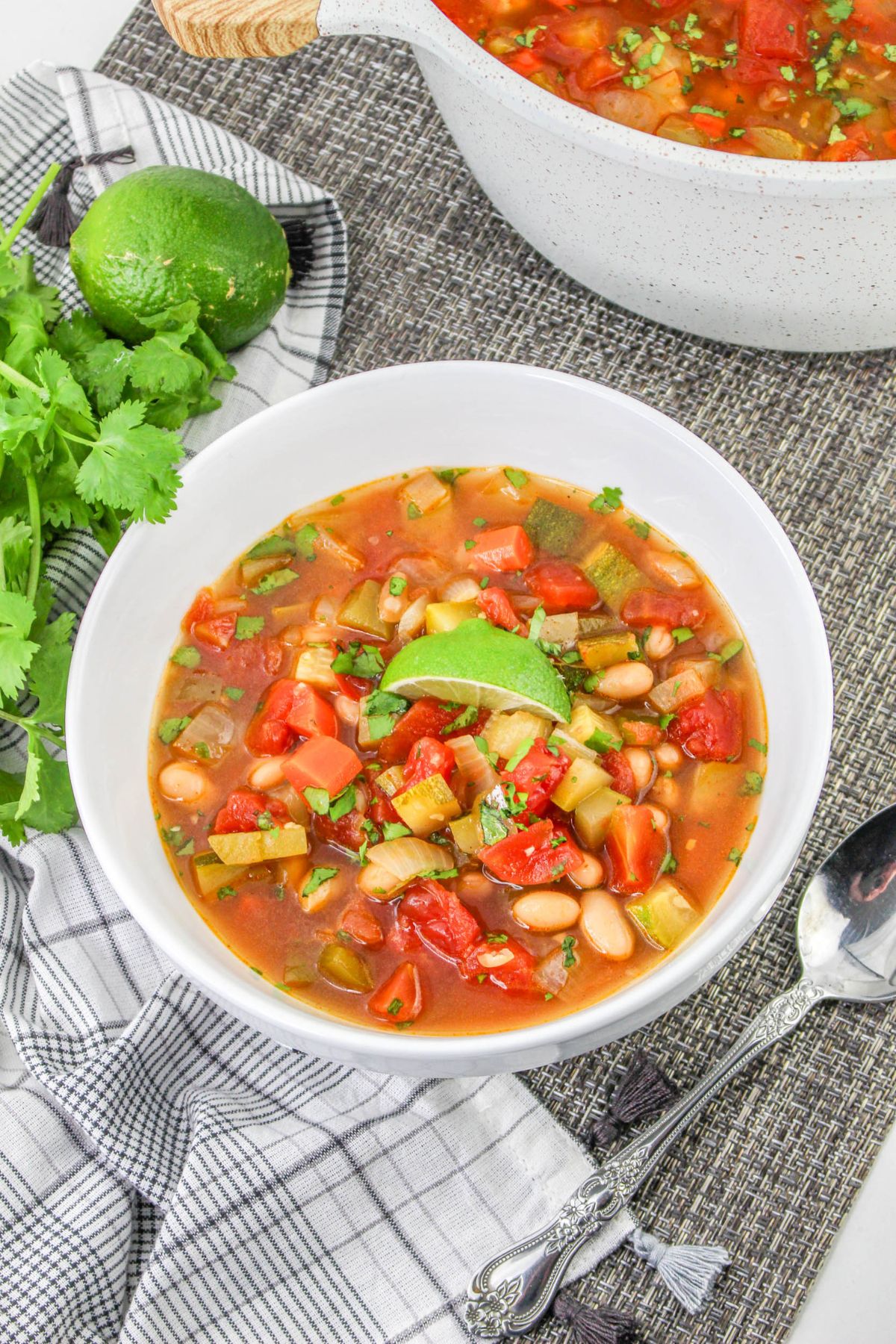 White Bean Veggie Chili in a bowl